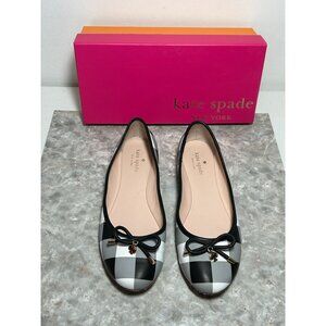 Kate Spade New York Willa Nappa Ballet Gingham Flat Black/White - Sz 9.5